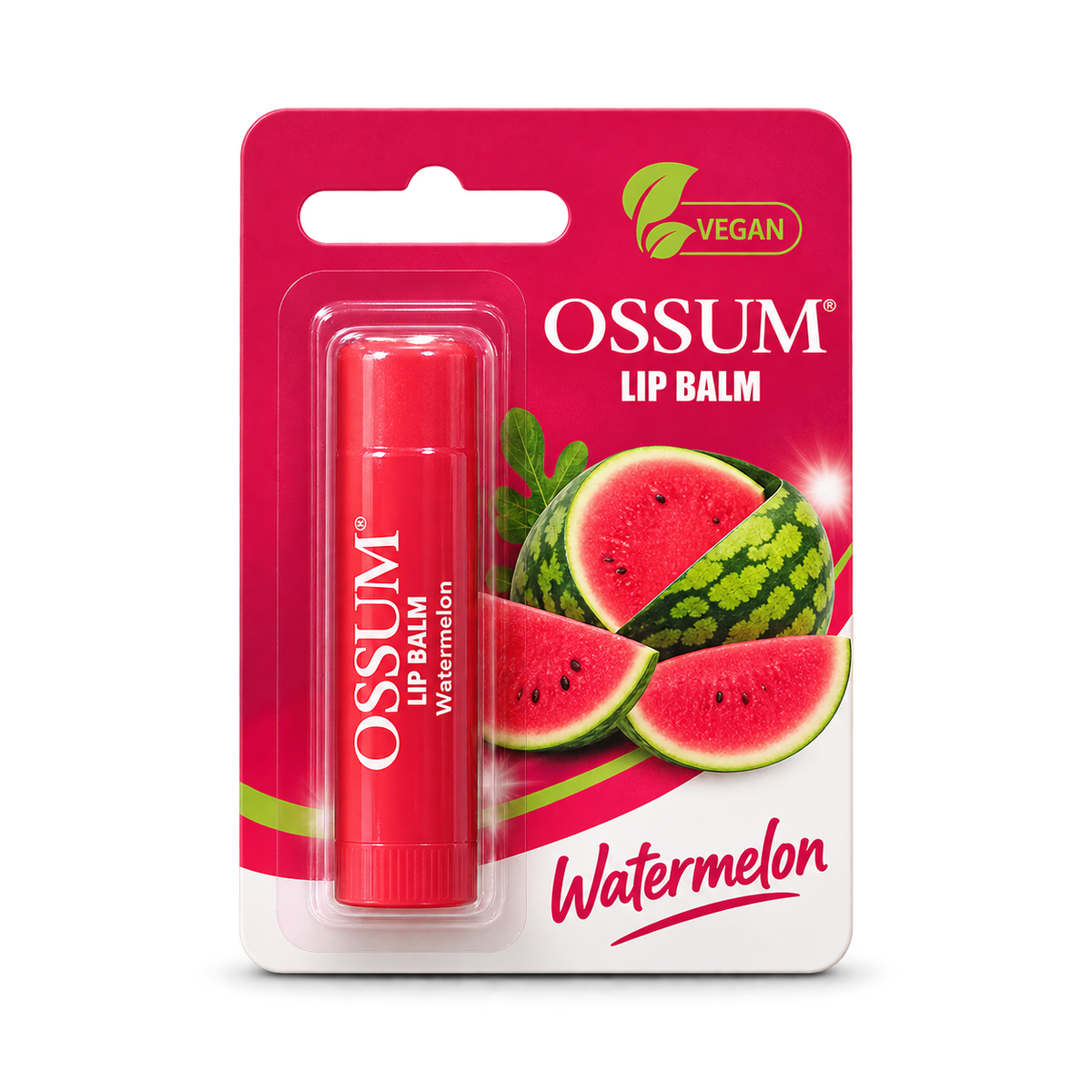 Ossum Watermelon lip balm retail packaging