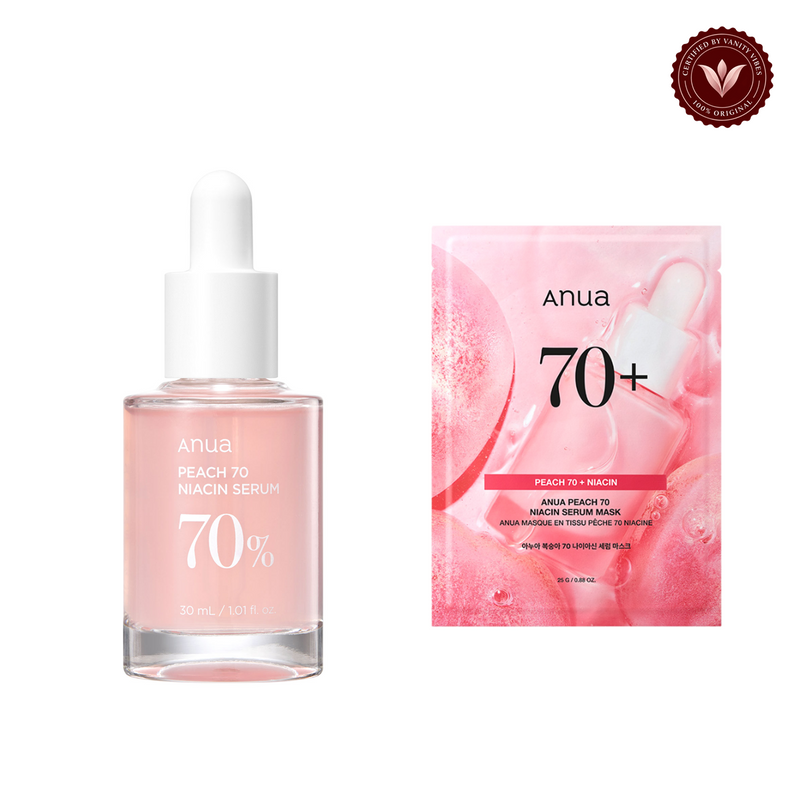 Anua Anua Peach 70+ Niacin Serum 30ml + FREE Peach Niacin Serum Mask 25ml — Vanity Vibes branded product photo 2
