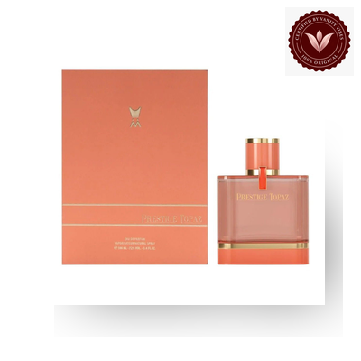 Prestige Topaz by Al Majed Oud box and bottle