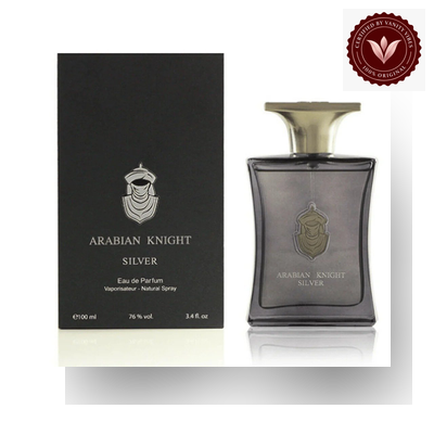 Arabian Knight Silver box and bottle by Arabian Oud