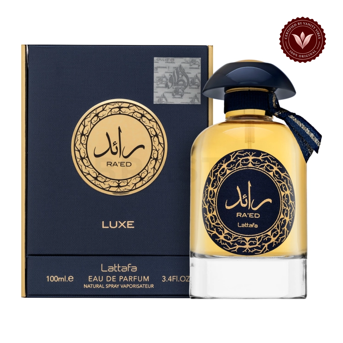 Raed Gold Luxe 100ml bottle with box on white background