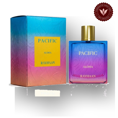 Rayhaan Pacific Aloha product packaging and bottle