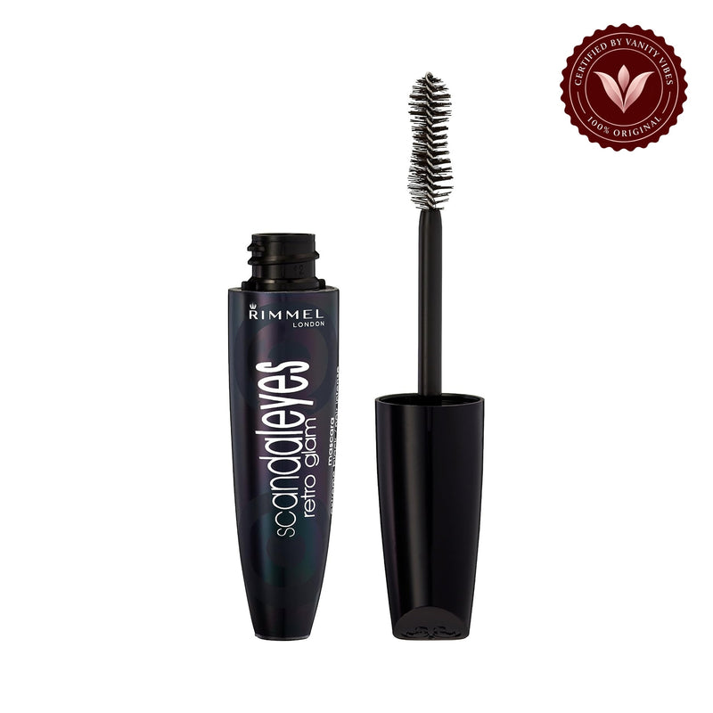 Rimmel Scandaleyes Retro Glam 001 Black, open product and wand