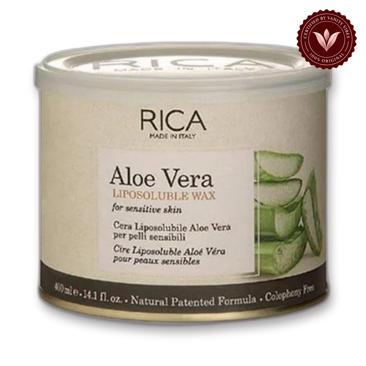RICA Aloevera Sensitive Skin Liposoluble Wax 400ml — front-facing product