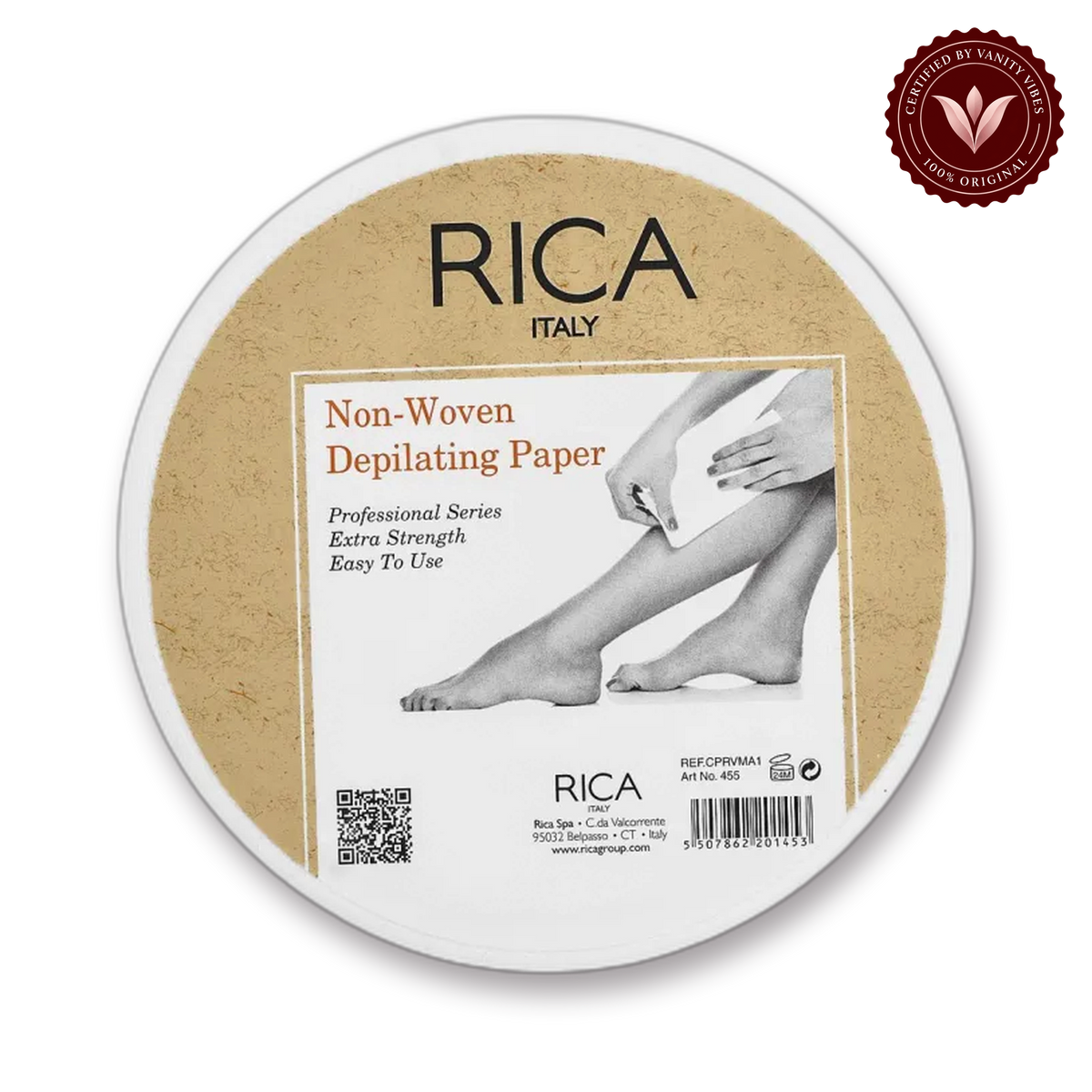 RICA Non-Woven Depilating Wax Round Paper Roll, 454 50 Meter - front product image