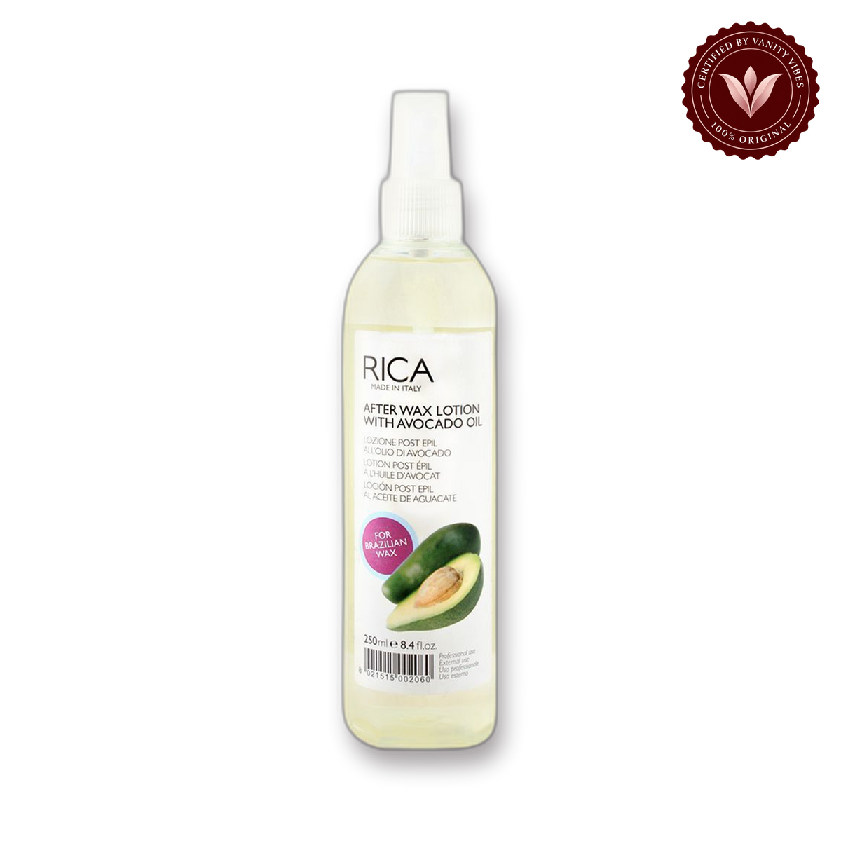 Rica Avocado Oil After Wax Lotion Brazilian Wax 250ml — front view