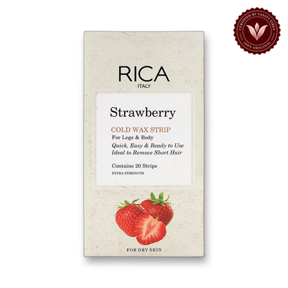 RICA Strawberry Legs & Body Dry Skin Cold Wax Strip 20Strips — front view