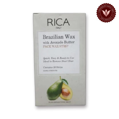 Rica Brazilian Wax With Avocado Butter Face Wax Strip 20 Strips For Sensitive Skin — front view