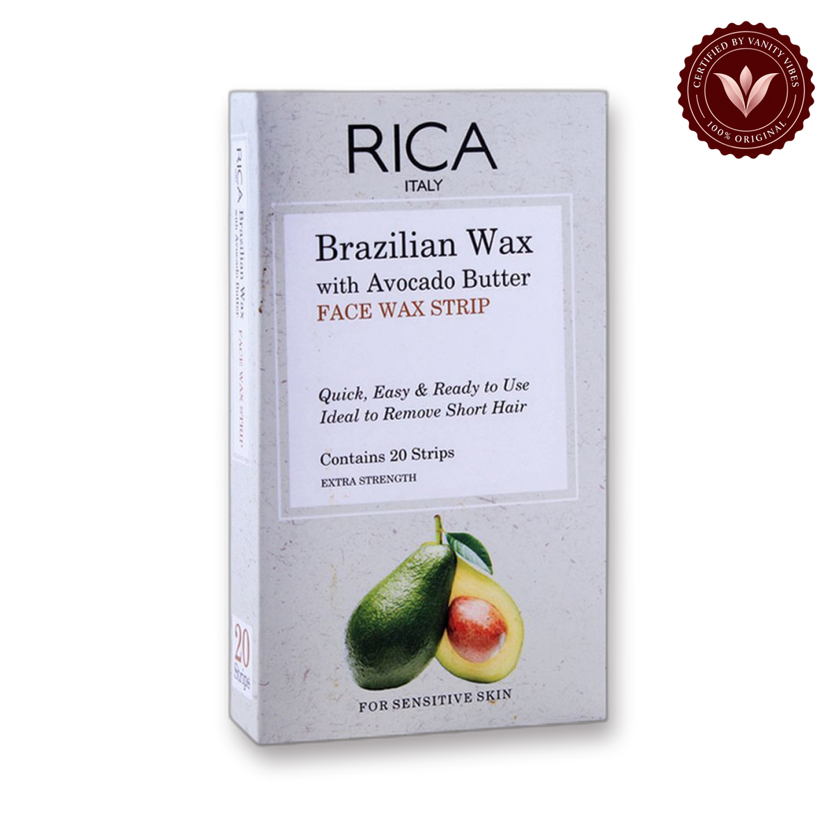 Rica Brazilian Wax With Avocado Butter Face Wax Strip 20 Strips For Sensitive Skin — secondary view