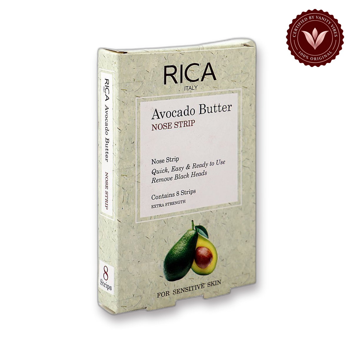 Rica Avocado Butter Nose Strip for Sensitive Skin 8 Strips — front view