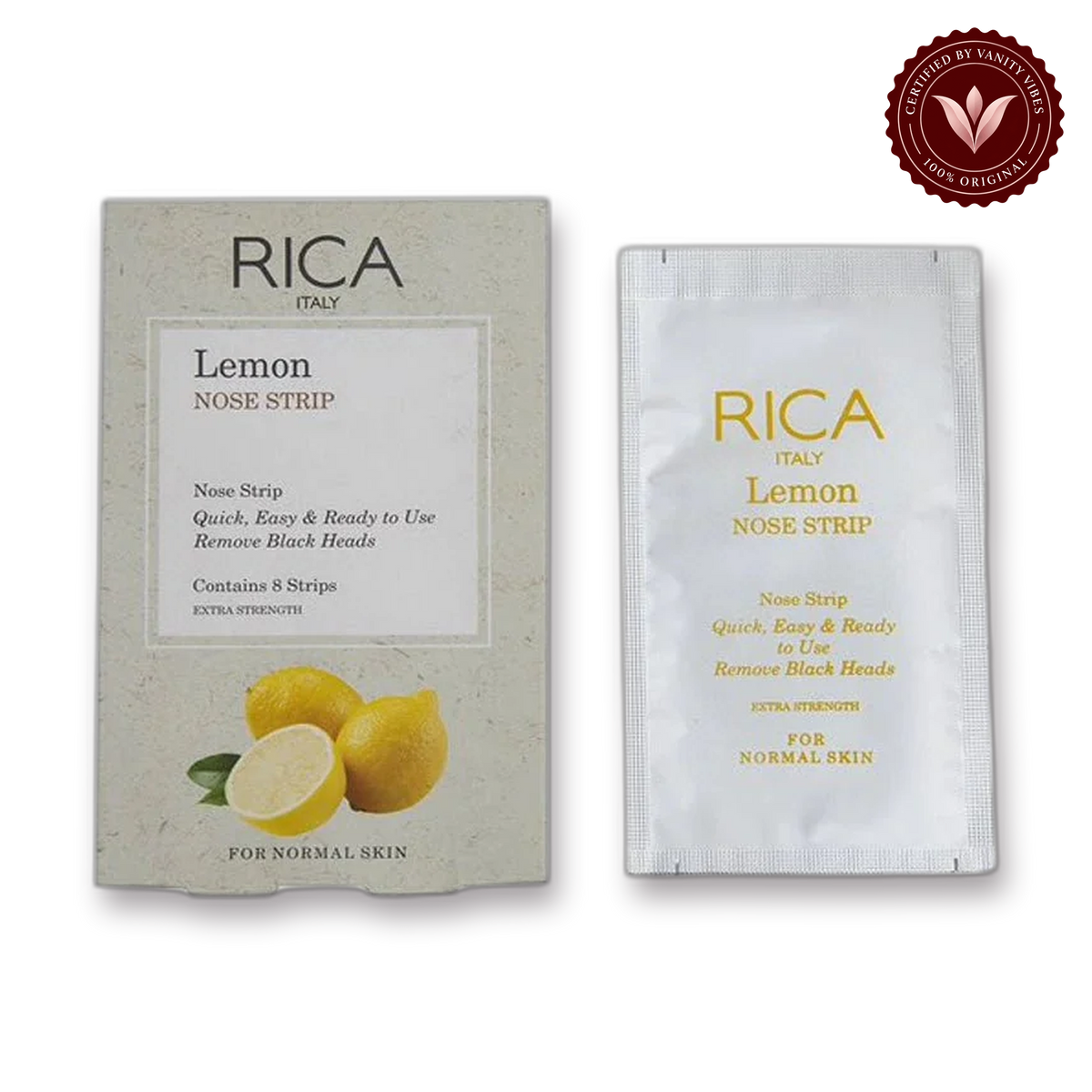 Rica Nose Strip Lemon for Normal Skin 8 Strips — front view