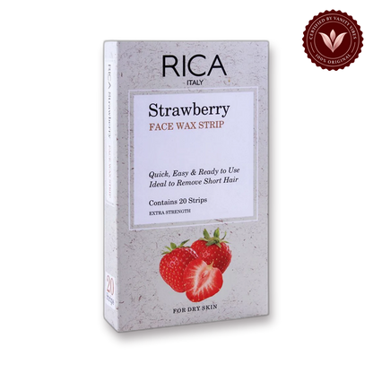 Rica Strawberry Face Wax Strip 20Strips For Dry Skin — front view