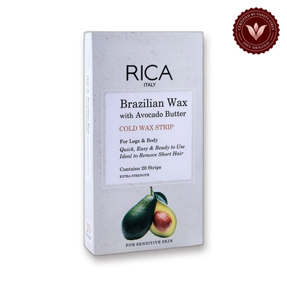 Rica Brazilian Wax With Avocado Butter, Legs & Body Cold Wax Strip 20 Strips For Sensitive Skin — secondary view