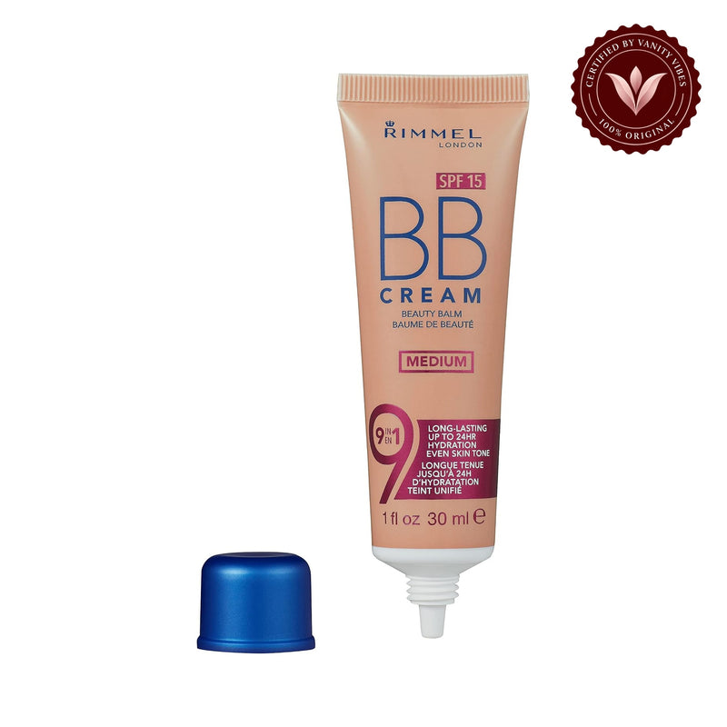 Rimmel 9 In 1 BB Cream Medium — tube and cap