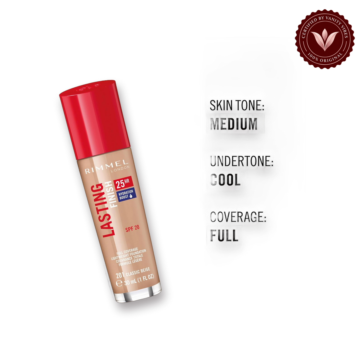 Rimmel Lasting Finish 25hr Foundation Skin Perfecting Tube 30ml  201 Classic Beige — product image 2