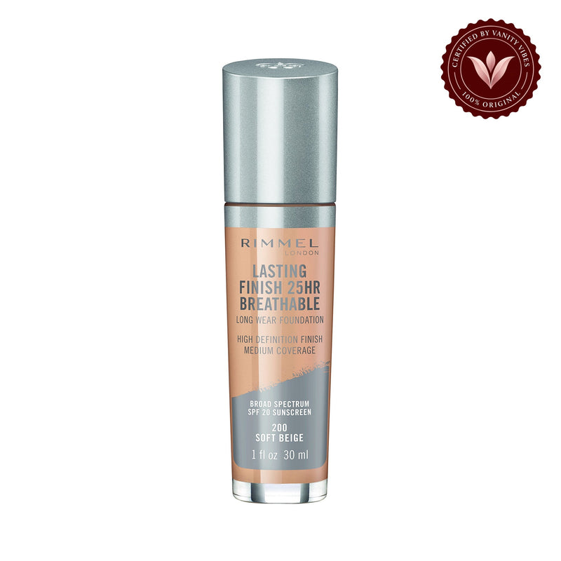 Rimmel Lasting Finish Breathable Foundation Makeup 200 Soft Beige 30 ml - main image