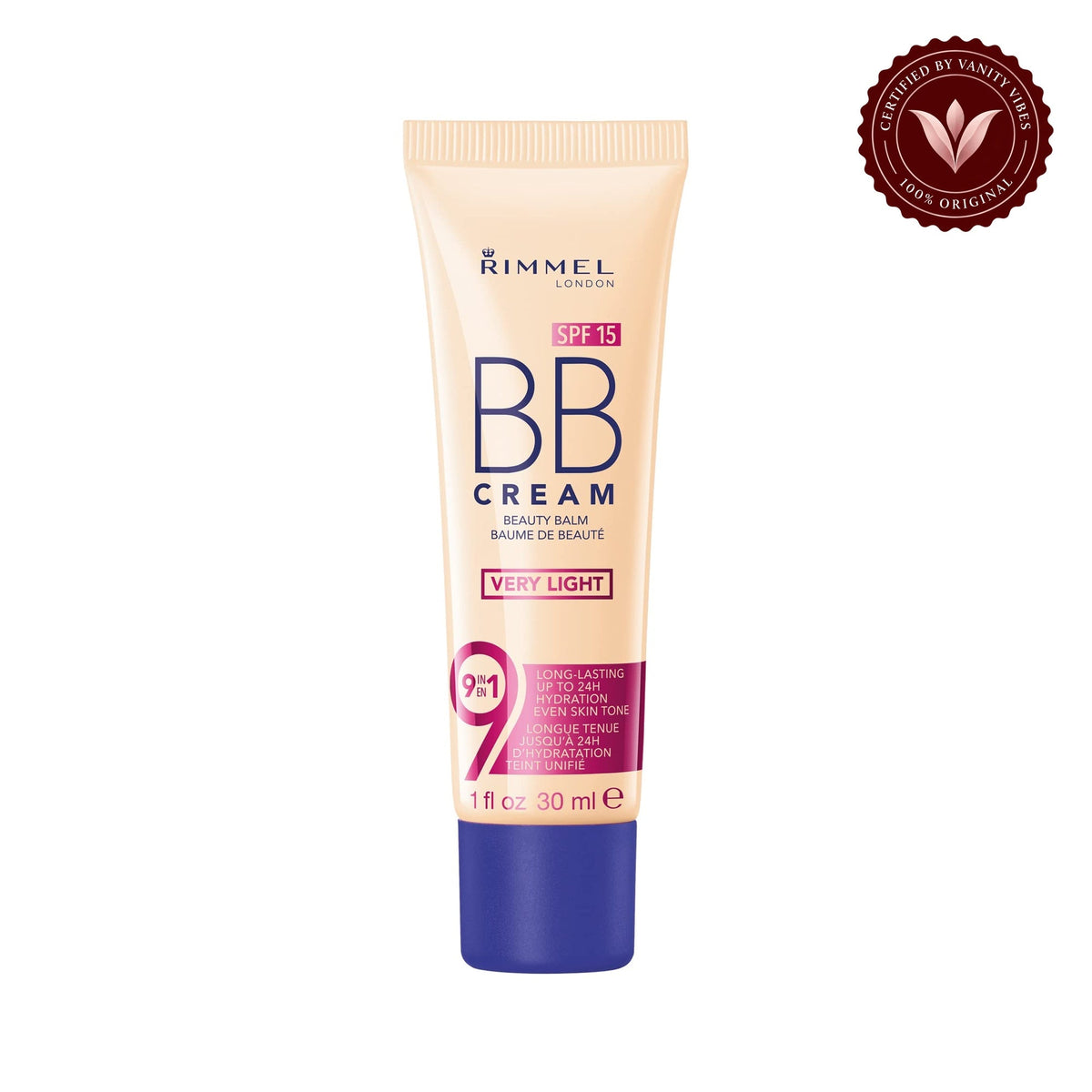 Rimmel London BB Cream 9-in-1 Beauty Balm SPF15 Light 30ml — centered front product image