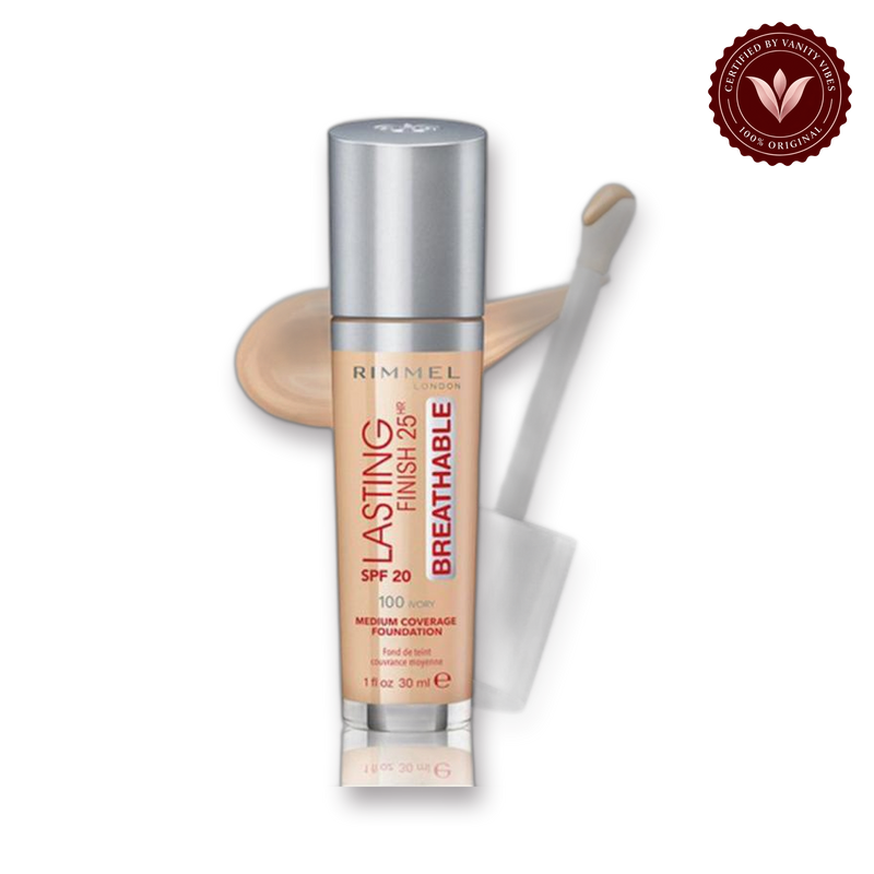 Rimmel London Lasting Finish Breathable Foundation, SPF 20, 100 Ivory, 30ml — product image 1