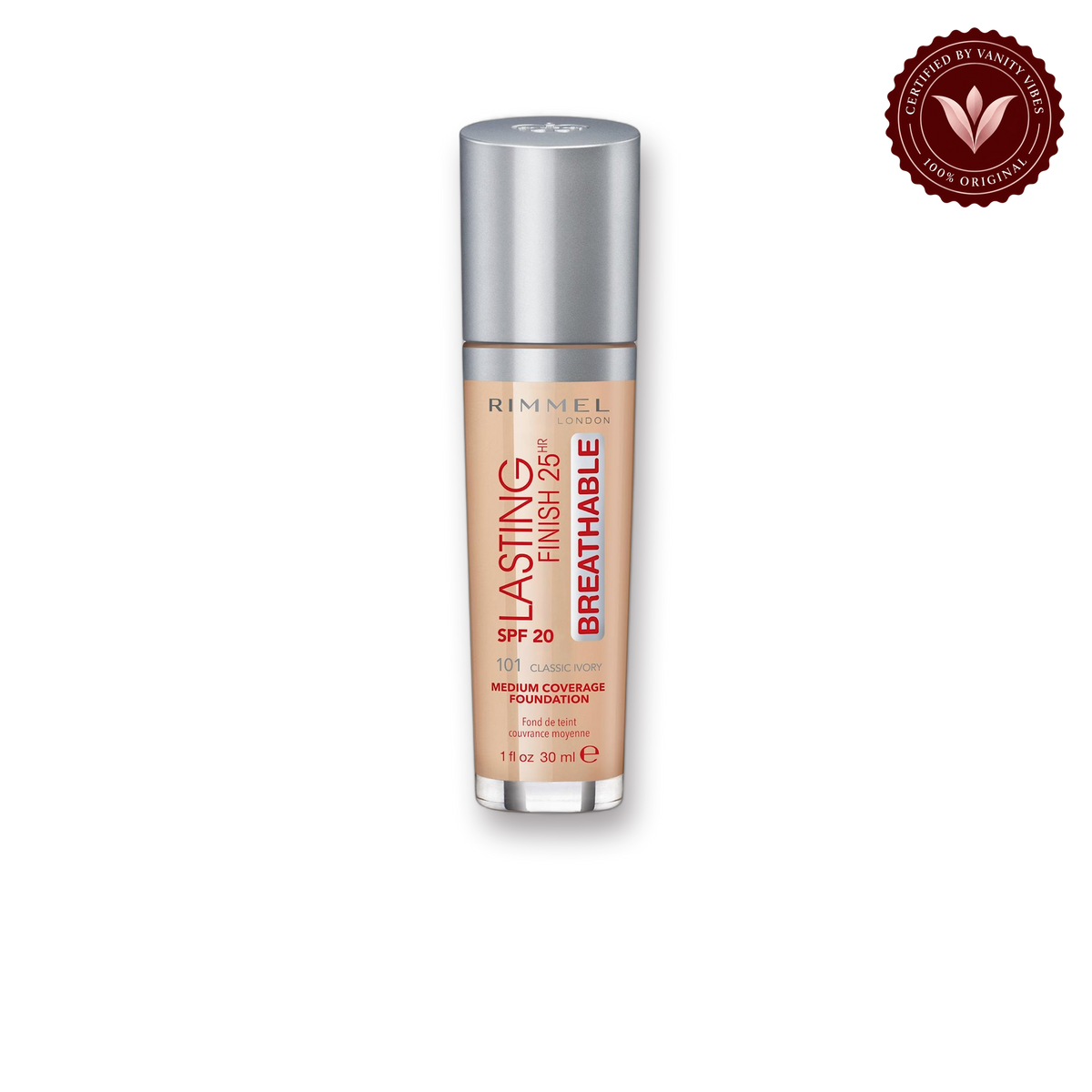 Rimmel London Lasting Finish Breathable Foundation, SPF 20, 101 Classic Ivory, 30ml — product image 1