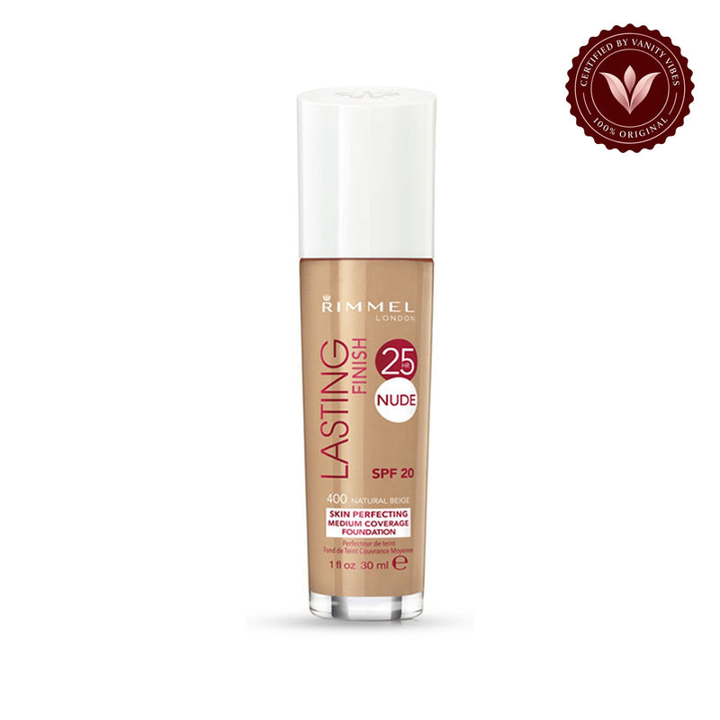 Rimmel Nude Lasting Finish Foundation 400 Natural Beige — centered front product image
