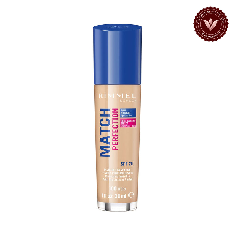 Rimmel Match Perfection Foundation 100 Ivory product on white background