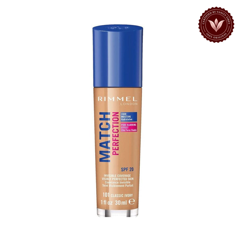 Rimmel London Match Perfection Foundation - 101 Classic Ivory product on white background