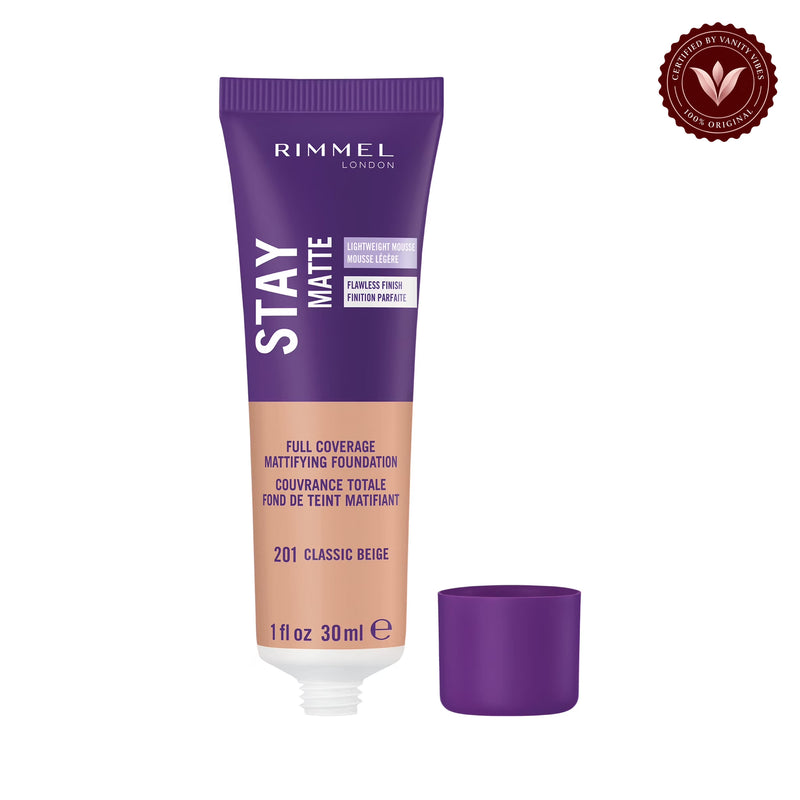 Rimmel Stay Matte Foundation, 201 Classic Beige product on white background