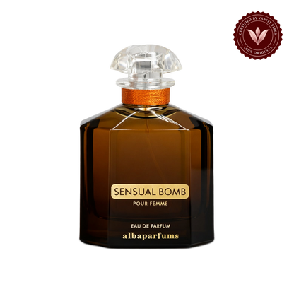 Alba Sensual Bomb; single front-facing product, transparent background, Vanity Vibes badge
