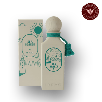 Ibrahim Al Qurashi Sea Breeze Ibraq Perfumes – إبراق front box and bottle | Vanity Vibes Pakistan