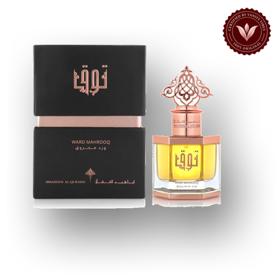 Ibrahim Al Qurashi TOQ WARD MAHROOQ Ibraq Perfumes – إبراق front box and bottle | Vanity Vibes Pakistan