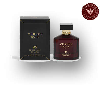 FRAGRANCE DELUXE VERSES NOIR EDP 100ML front box and bottle | Vanity Vibes Pakistan