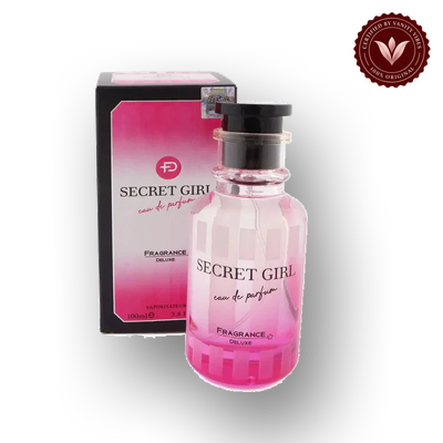 FRAGRANCE DELUXE SECRET GIRL EDP 100ML front box and bottle | Vanity Vibes Pakistan