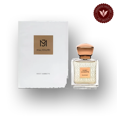 Sweet Ambrette by Majouri 75ml box and bottle | Vanity Vibes Pakistan