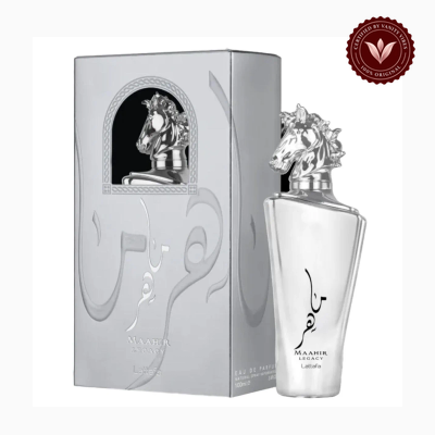 Lattafa Maahir Legacy 100ml package and bottle | Vanity Vibes Pakistan