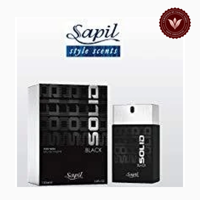 Sapil Solid Black 100ml perfume package and bottle | Vanity Vibes Pakistan