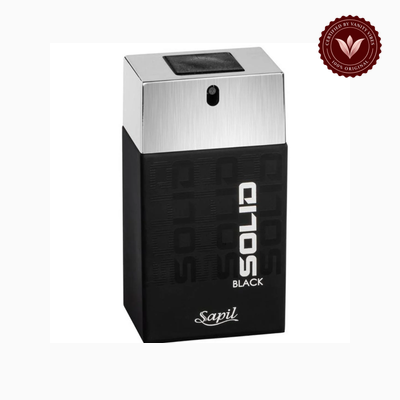 Sapil Solid Black 100ml perfume bottle view | Vanity Vibes Pakistan