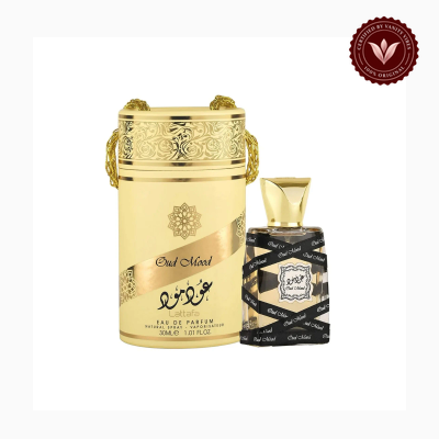 Lattafa Oud Mood 30ml package and bottle | Vanity Vibes Pakistan