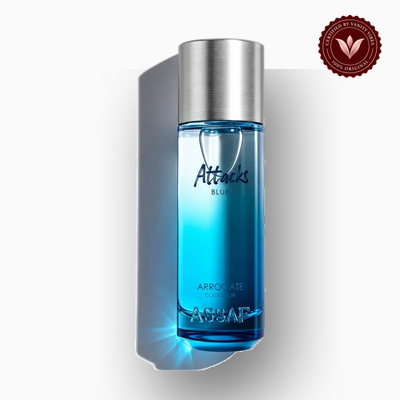 Asdaaf Attacks Blue 200ml perfume package and bottle | Vanity Vibes Pakistan