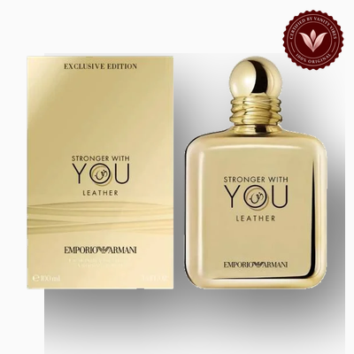 Emporio Armani Stronger With You Leather 100ml bottle and box