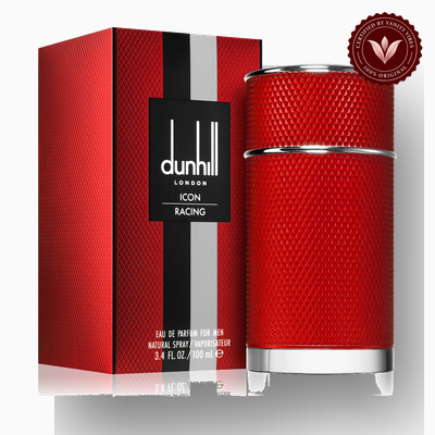 Dunhill Icon Racing Red 100ml bottle and box alternate view