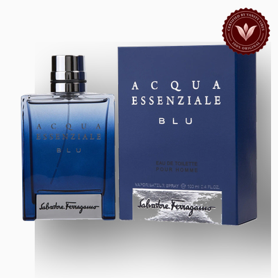 Ferragamo Acqua Essenziale Blu 100ml bottle and box alternate view
