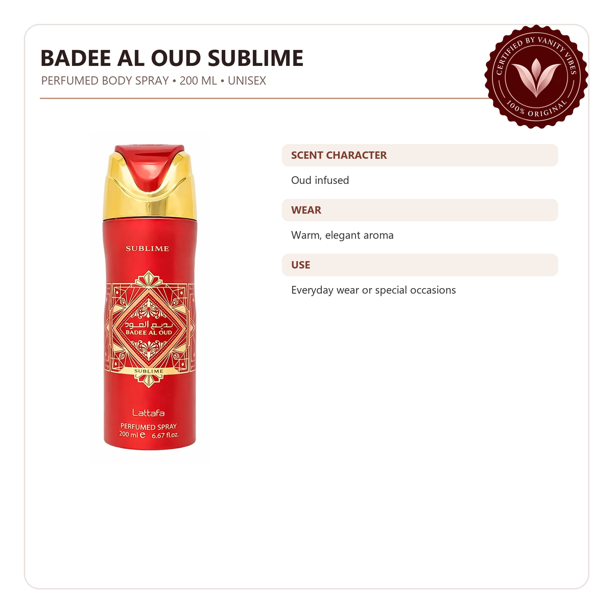 Lattafa Bade'e Al Oud Sublime — product features
