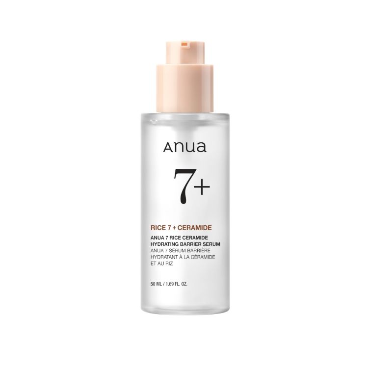 Anua 7+ Rice Ceramide Hydrating Barrier Serum 50ml bottle on clean white background