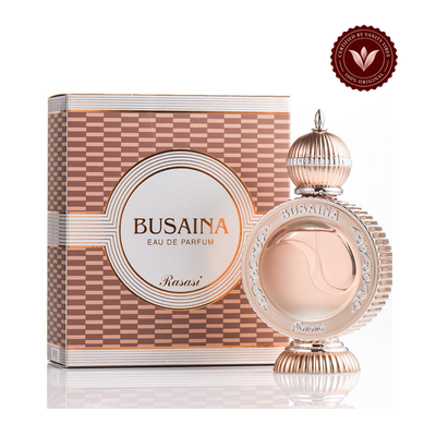 Rasasi Busaina 50ml clean box and bottle view