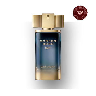 Estée Lauder Modern Muse Nuit 100ml bottle-only view with Vanity Vibes badge and soft shadow