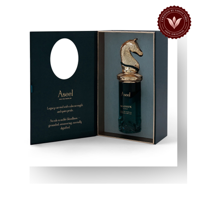 Maison Asrar fragrance with box and bottle, 400 by 400, Vanity Vibes