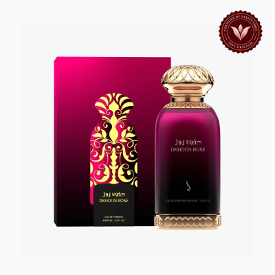 Emirates Dkhoon Rose 100ml perfume package and bottle | Vanity Vibes Pakistan