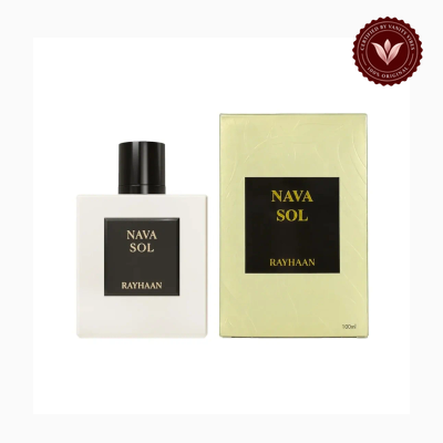 Rayhaan Nava Sol 100ml perfume package and bottle | Vanity Vibes Pakistan
