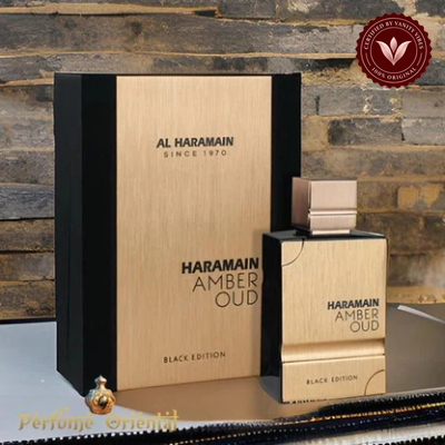 Al Haramain Amber Oud Black Edition 100ml box and bottle | Vanity Vibes Pakistan