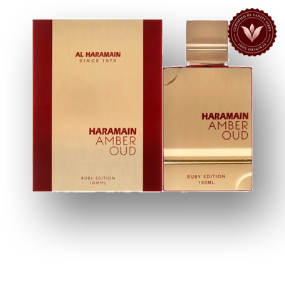 Al Haramain Amber Oud Ruby Edition 100ml box and bottle | Vanity Vibes Pakistan